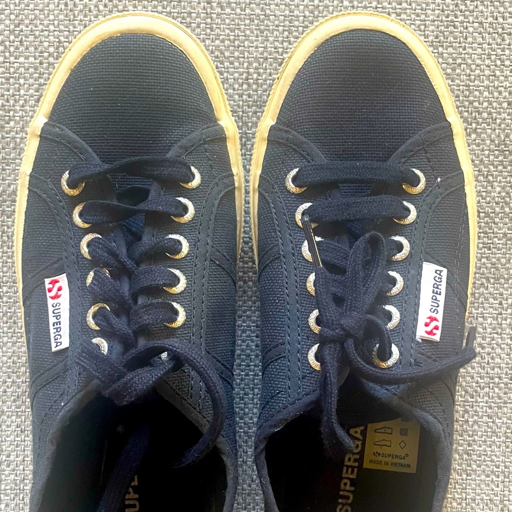 Superga Navy and Cream Sneakers W Size 8
